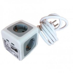 BASE H91 CUBO 4 TOMAS + 2 USB 1.4M.