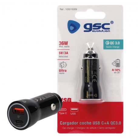CARGADOR GSC COCHE USB TYPE-C 5009