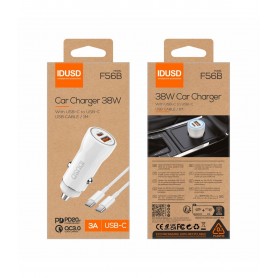 CARGADOR IDUSD COCHE USB/C+C 38W F56