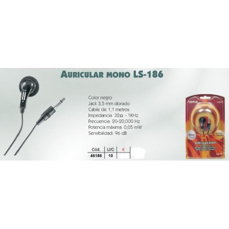 AURICULAR HAMA 46186 MONO MARR.