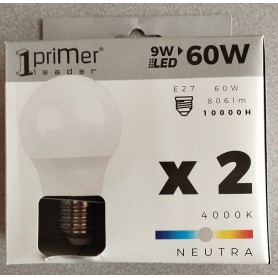 BOMBILLA 7H LED STD 9W E27 PACK.2 PRIMER