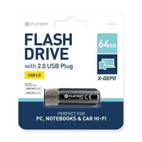 PENDRIVE PLATINET 64GB 2.0 PMFE64 NG.