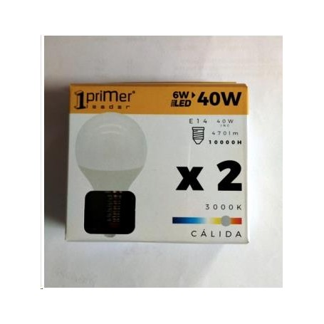 BOMBILLA 7H LED ESF 6W E14 3000K PACK.2 PRIMER