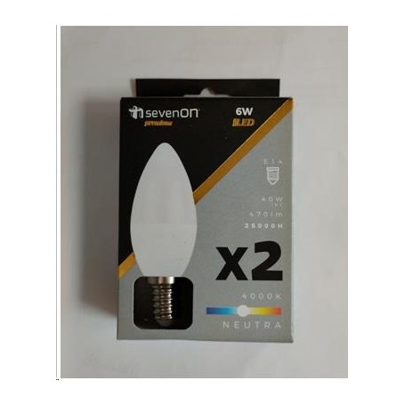 BOMBILLA 7H LED VELA 6W E14 4000K PACK.2