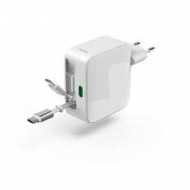 CARGADOR HAMA MINI 65W 2USB-C RETRACT.