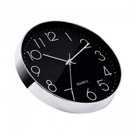 RELOJ PARED QUARTZ Plata/Negro 81021