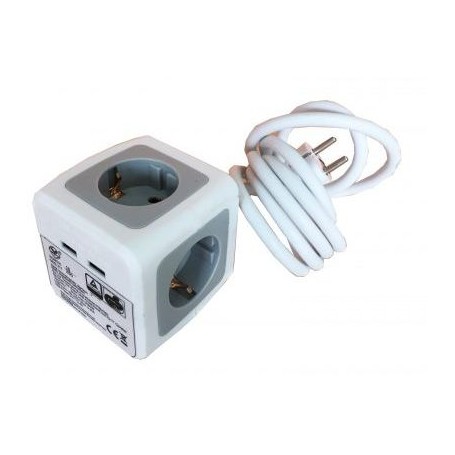 BASE H91 CUBO 4 TOMAS + 2 USB 1.4M.