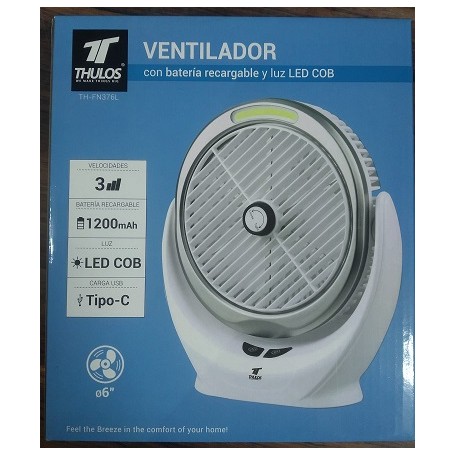 VENTILADOR THULOS C/BATERIA LUZ LED 376