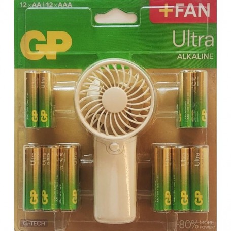 PACK PILA GP ULTRA 12AA+12AAA+MINI VENTILADOR