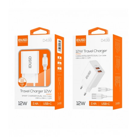 CARGADOR IDUSD DUAL+C TYPE-C 2.4A D43B