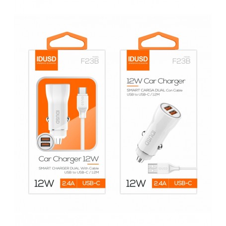 CARGADOR IDUSD COCHE+TYPE-C 2.4A F23B