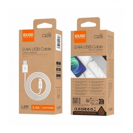 CABLE IDUSD IPHONE 2.4A 1.2Mtr C12B