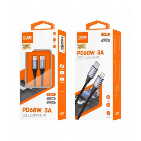 CABLE IDUSD NYLON TYPE-C/LIGHT 3A 1.2M C85A