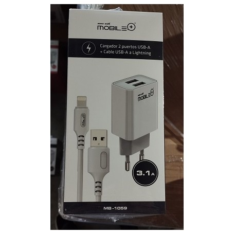 CARGADOR M+ 2USB-A +C USB-A/IPHONE 1059 BL