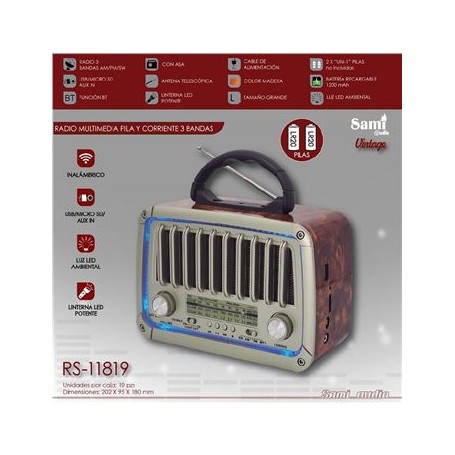 RADIO SAMI BA/PIL/CORR VINTAGE LED RS-11819