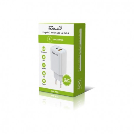 CARGADOR M+ 2PUERTOS USB-C/USB-A 1051 BL